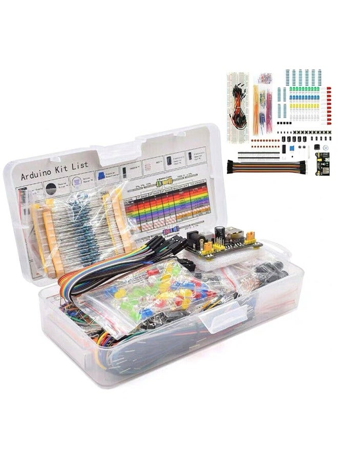 Electronics Basic Kit Power Supply Module Breadboard Jumper Wire LED Resistor sensors and components Electrolytic Capacitor Package For DIY electronic projects - Image 1