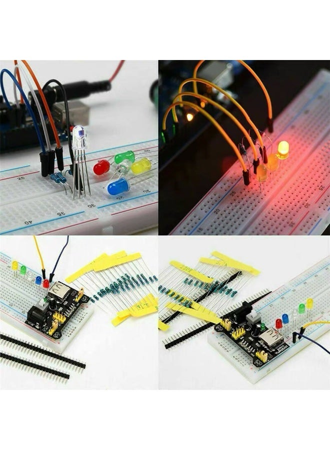 Electronics Basic Kit Power Supply Module Breadboard Jumper Wire LED Resistor sensors and components Electrolytic Capacitor Package For DIY electronic projects - Image 2