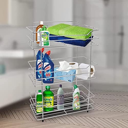 Tinbell Stainless Steel Kitchen Storage Shelf Multipurpose Kitchen Rack for Storage Highly Durable and RustFree Chrome Finish 3 Shelf KitchenBathRack - Image 2