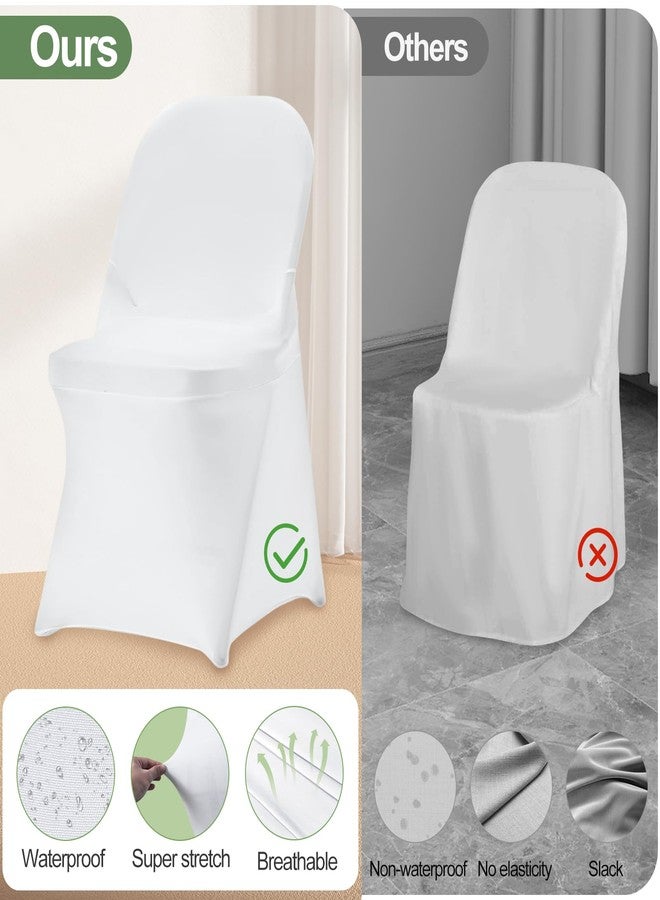 EMART Folding White Chair Covers 25 Pcs, Polyester Spandex Universal Standard Seat Slipcovers Fitted for Wedding Bulk, Party, Banquet and Holidays Celebration - Image 3