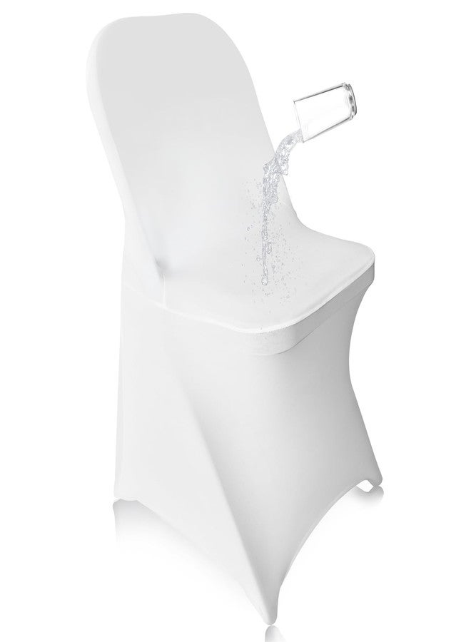 EMART Folding White Chair Covers 25 Pcs, Polyester Spandex Universal Standard Seat Slipcovers Fitted for Wedding Bulk, Party, Banquet and Holidays Celebration - Image 1
