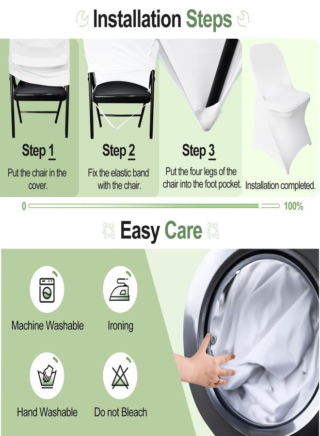 EMART Folding White Chair Covers 25 Pcs, Polyester Spandex Universal Standard Seat Slipcovers Fitted for Wedding Bulk, Party, Banquet and Holidays Celebration - Image 5
