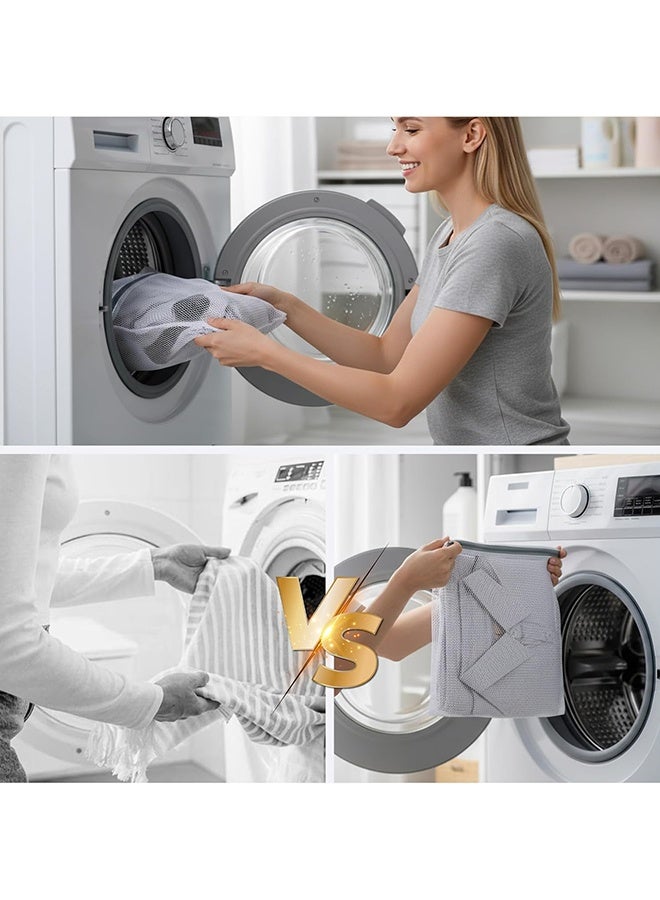 دبليو أف أف أو كيس غسيل - 4 قطع من أكياس الغسيل الكبيرة شبكية على شكل خلية النحل للملابس الحساسة - للغسالة، 19.68 × 15.75 بوصة، أكياس غسيل، حقيبة الغسيل الشبكية، حقيبة تنظيم وتخزين للسفر، حقيبة غسيل للسفر (أبيض/50x40 سم) - Image 5