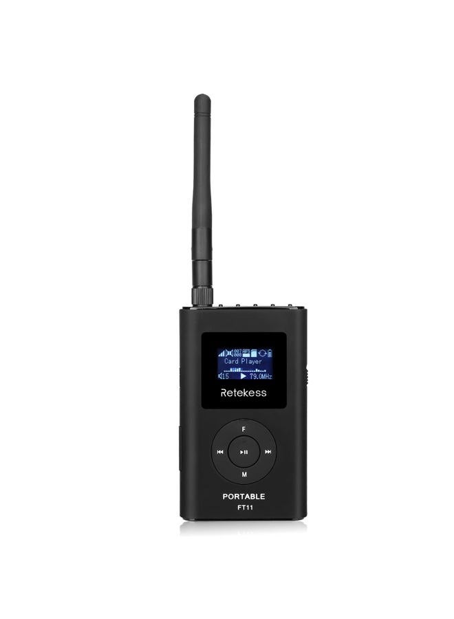 Retekess جهاز إرسال FM محمول FT11 طاقة منخفضة محطة إذاعية MP3 دعم بطاقة TF إدخال AUX للكنيسة - Image 1