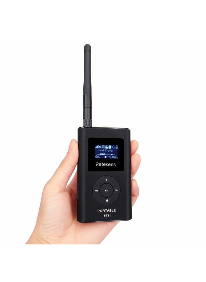 Retekess جهاز إرسال FM محمول FT11 طاقة منخفضة محطة إذاعية MP3 دعم بطاقة TF إدخال AUX للكنيسة - Image 2