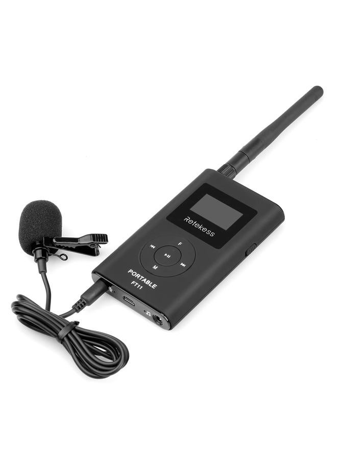 Retekess جهاز إرسال FM محمول FT11 طاقة منخفضة محطة إذاعية MP3 دعم بطاقة TF إدخال AUX للكنيسة - Image 4