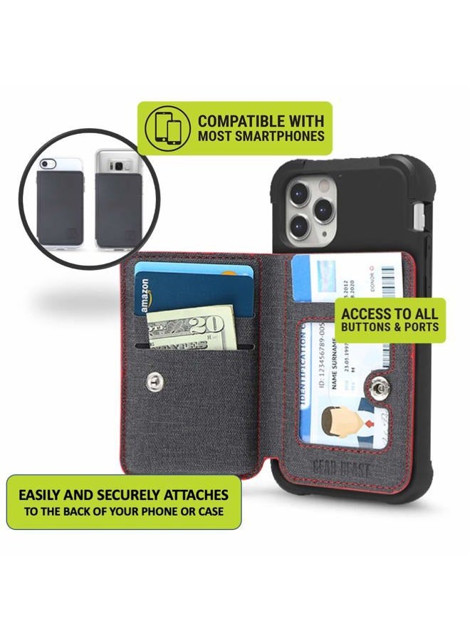 Gear Beast Cell Phone Credit Card Holder Stick On Wallet w/RFID Protection Compatible with iPhone, Galaxy & Other Smartphones and Cases Multiple Credit Card Slots Universal Fit CFMW-UNV-BKBK - Image 2