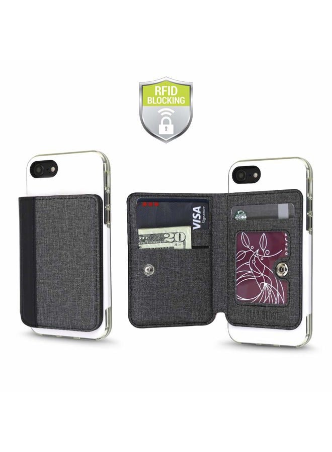 Gear Beast Cell Phone Credit Card Holder Stick On Wallet w/RFID Protection Compatible with iPhone, Galaxy & Other Smartphones and Cases Multiple Credit Card Slots Universal Fit CFMW-UNV-BKBK - Image 1