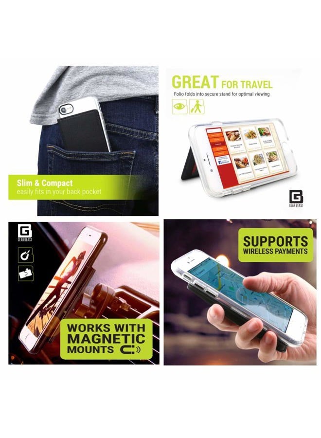 Gear Beast Cell Phone Credit Card Holder Stick On Wallet w/RFID Protection Compatible with iPhone, Galaxy & Other Smartphones and Cases Multiple Credit Card Slots Universal Fit CFMW-UNV-BKBK - Image 5