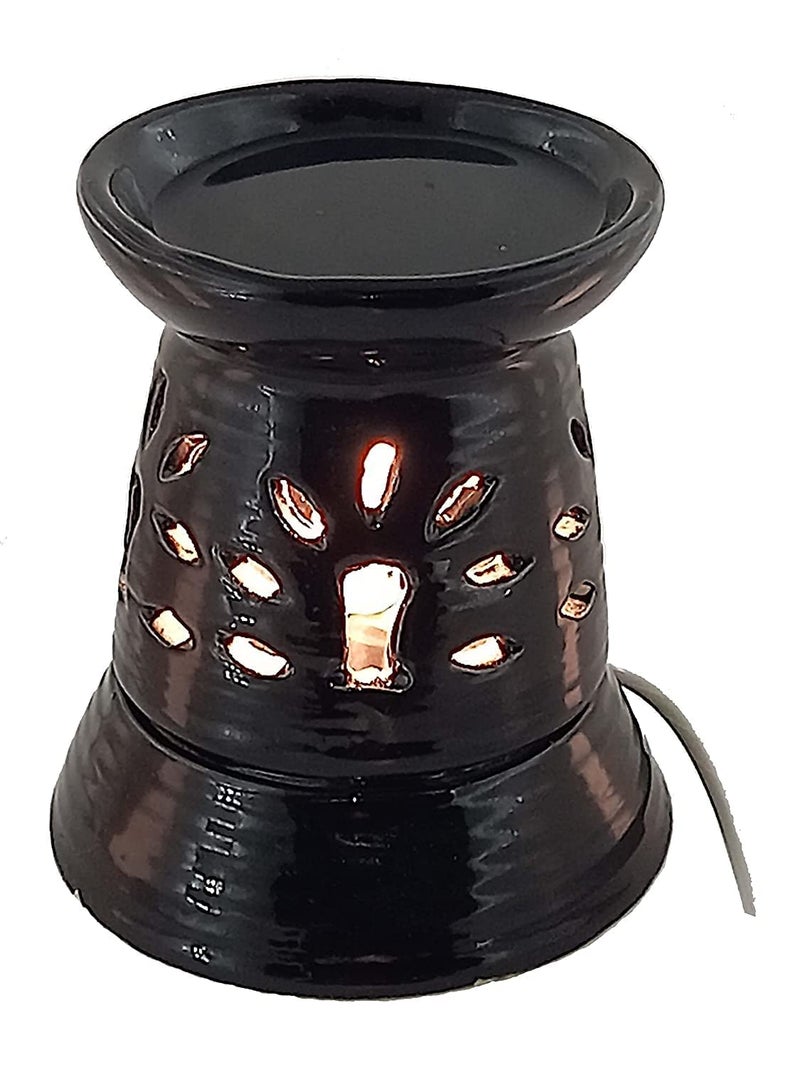INDIAN FRAGRANCE CERAMICS Indian Fragrance Ceramics Regular Ceramic Electric Aroma Diffuser Round Shape Black ColorCeramics Lamp  - Image 3