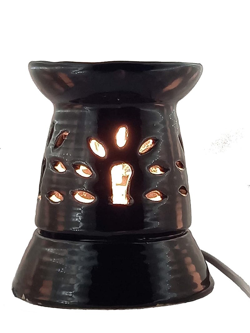 INDIAN FRAGRANCE CERAMICS Indian Fragrance Ceramics Regular Ceramic Electric Aroma Diffuser Round Shape Black ColorCeramics Lamp  - Image 2