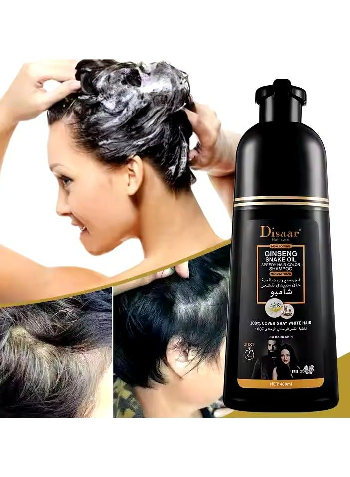 Disaar Ginseng And Snake Oil Shampoo For Natural Black Hair Dye 400 ml - Image 2