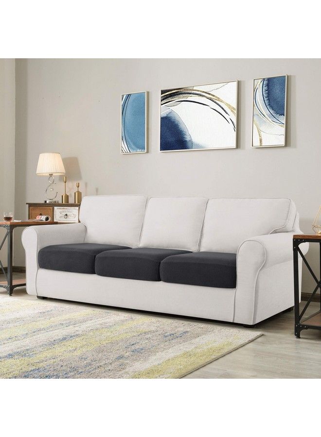CHUN YI 3Pc Stretch Couch Cushion Covers Sofa Seat Slipcovers Suitable For Armchair Loveseat Sofa With Spandex Jacquard Fabric(3Pcgray) - Image 3