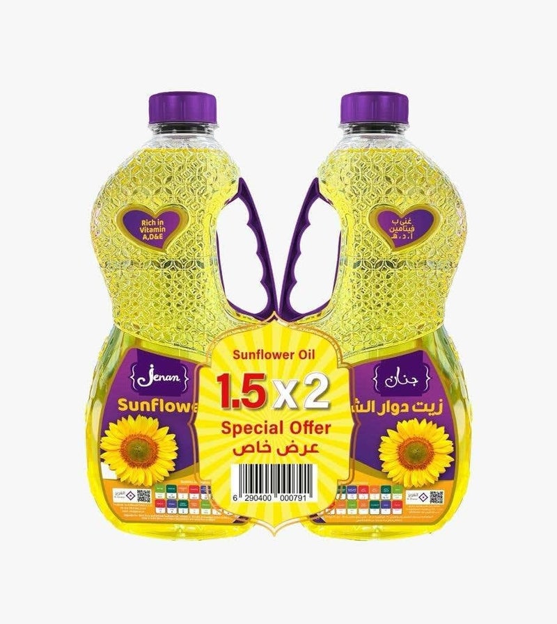 Jenan Sunflower Oil 1.5L, 2-Pack
