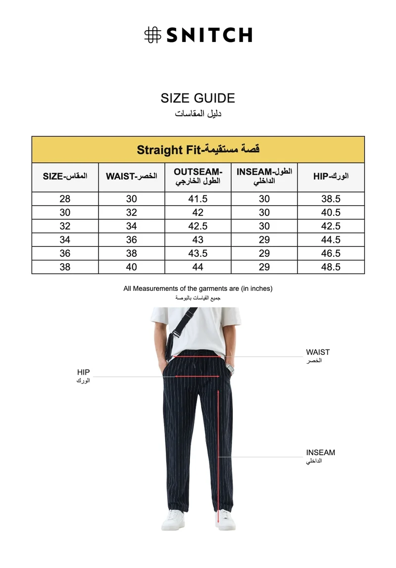 SNITCH Black Black Striped Straight Fit Casual Trousers for Men | Best Price UAE