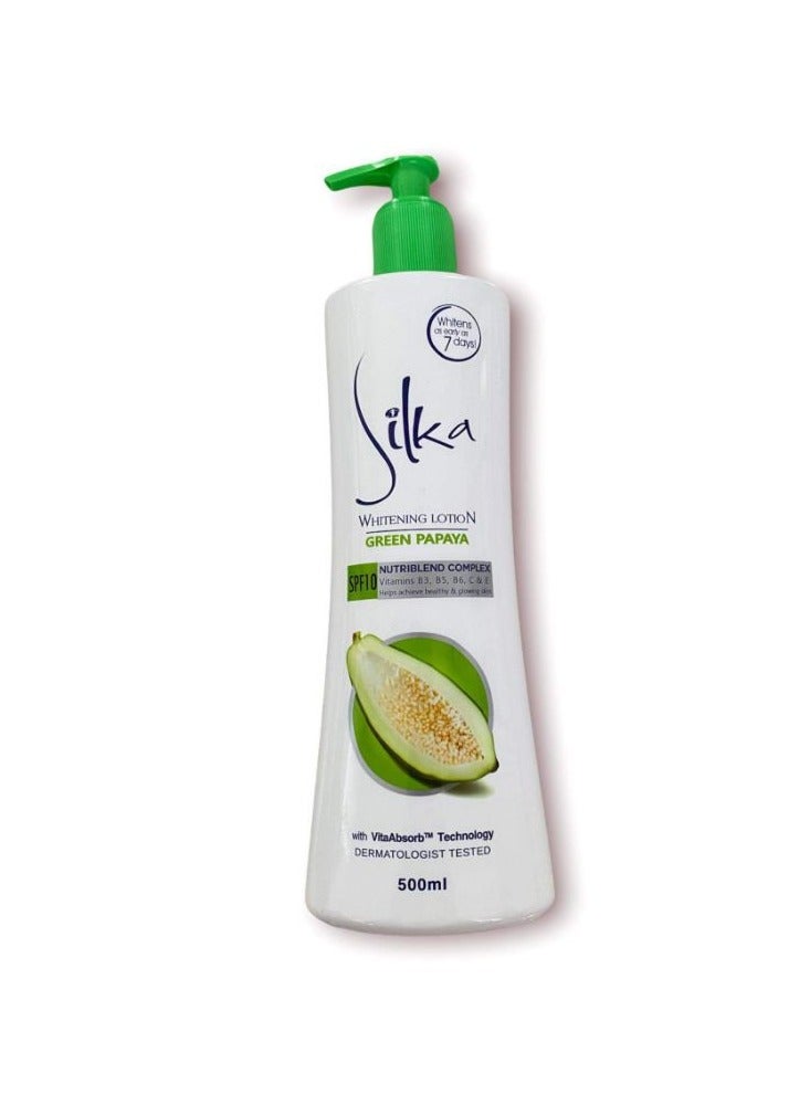 سيلكا لوشن تبييض البابايا الخضراء مع عامل حماية من الشمس 10 - 500 مل