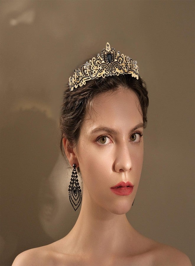 CIEHER Black Crown Black Tiara for Women Girls Queen Crowns for Women Evil Crown Gothic Wedding Tiara - Image 2