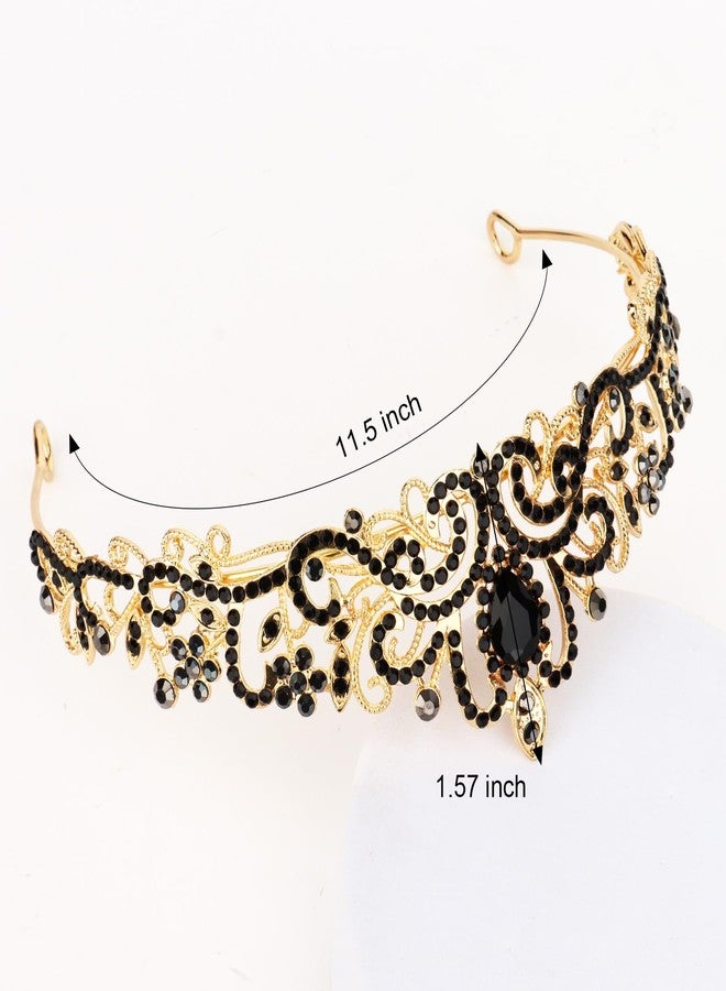 CIEHER Black Crown Black Tiara for Women Girls Queen Crowns for Women Evil Crown Gothic Wedding Tiara - Image 5