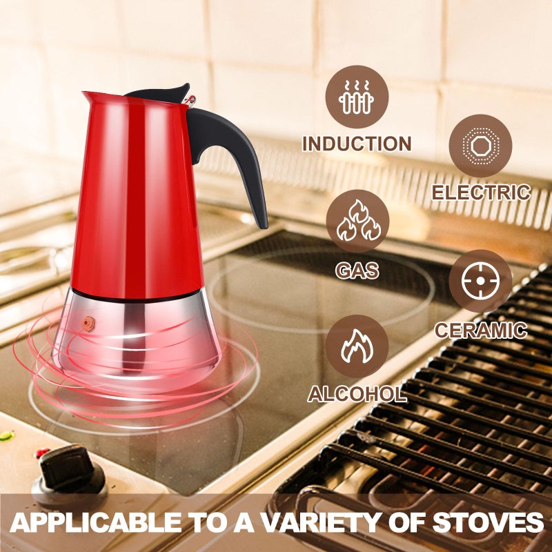 DITOSH 2 Cup Stovetop Espresso Maker Stainless Steel Moka Pot Stove Top Percolator Italian Coffee Makers Capable Mocha Greca Machine Cafe Classic Induction Cookers for Home and Camping 100ml 3.3oz - Image 5