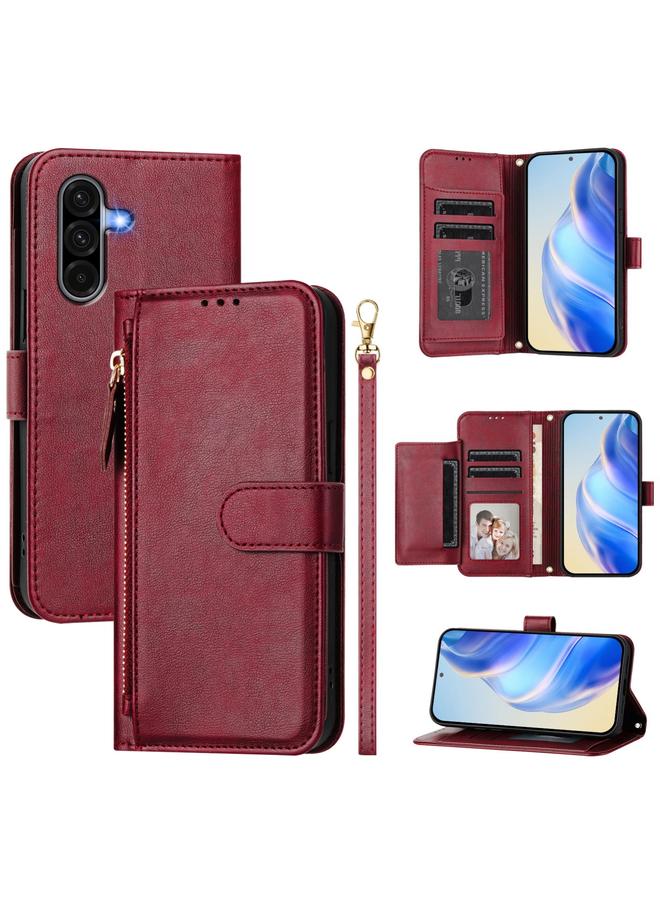 اس-توب جراب لهاتف Samsung Galaxy A56 5G مزود بفتحات بطاقات متعددة وسحاب ومحفظة جلدية لهاتف - Image 1