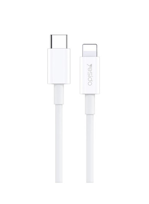كابل بيانات شاحن سريع من يسيدو CA49 Type-C إلى Lightning بقوة ٢ أمبير - أبيض
