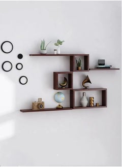 Kutis 4-Tiers Wall-Mounted Display Shelf DIY Storage Rack Density Board Brown  - Image 1