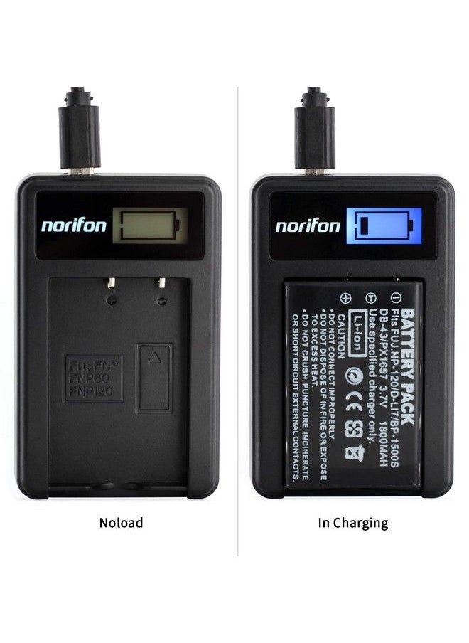 Norifon - Np120 Lcd Usb Charger For Fujifilm Finepix 603 Finepix F10 Finepix F10 Zoom Finepix F11 Finepix F11 Zoom Finepix M603 Finepix M603 Zoom Camera And More - Image 1