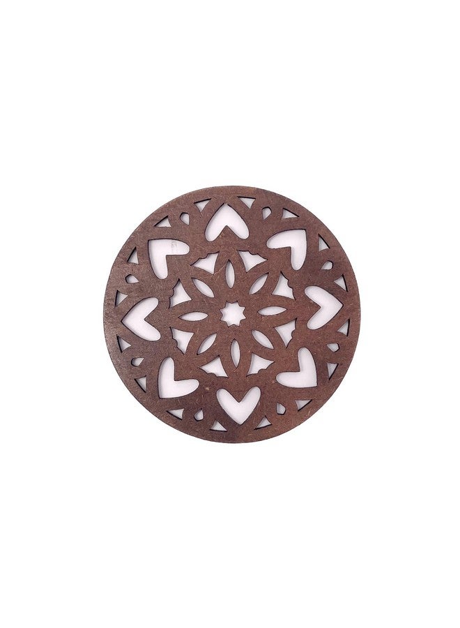 IndionArt Ashtadash 88mm Decorative Wooden Tea Coaster Set with Stand Hand-Painted Spill-Resistant Mandala Design (6, Clove Brown) - Image 5