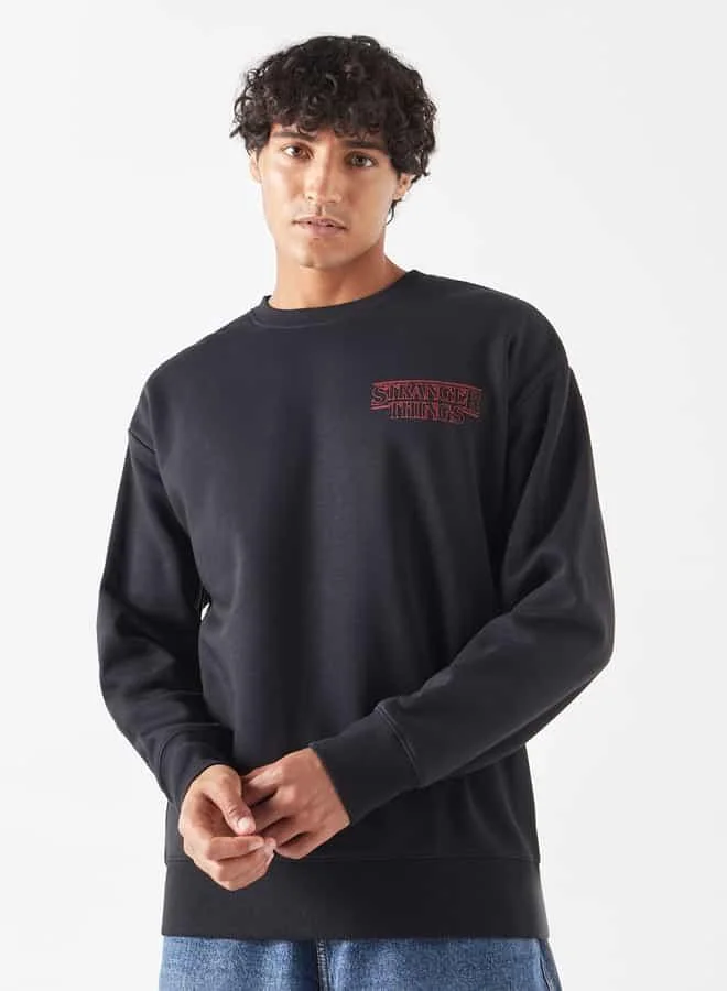 SP Characters Stranger Things Print Sweatshirt with Long Sleeves