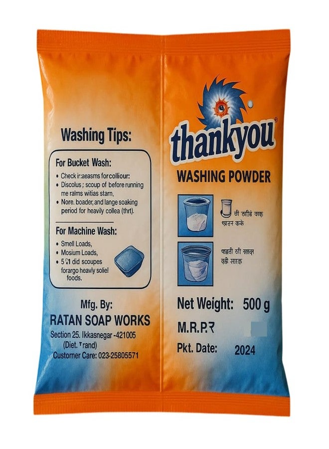 Rattan Thankyou Washing Powder for Top & Front Load - Powerful Stain Removal | Long-Lasting Freshness | Gentle on Fabric & Skin (1, 500 gms) - Image 2