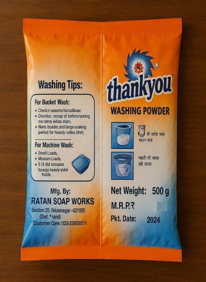 Rattan Thankyou Washing Powder for Top & Front Load - Powerful Stain Removal | Long-Lasting Freshness | Gentle on Fabric & Skin (1, 500 gms) - Image 4