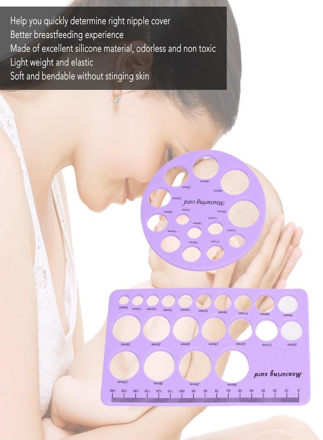 Naroote Flange Size Measuring Tool, Easy to Read, Bendable, NonStinging, Round and Rectangular Nipple Ruler for Better Breastfeeding (Purple) - Image 3