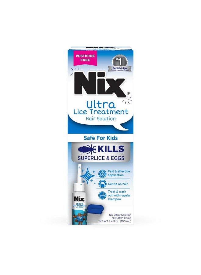 NIX Nix Ultra Lice Removal Kit, Lice Treatment Hair Solution, 3.4 fl oz & Lice Removal Comb  - Image 1
