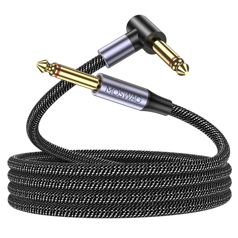 MOSWAG 14 Inch Guitar Cord 16FT Straight to Right Angle Instrument Cable Electric Instrument Bass AMP Cord Compatible with Bass Electric Guitar Amplifier - Image 2