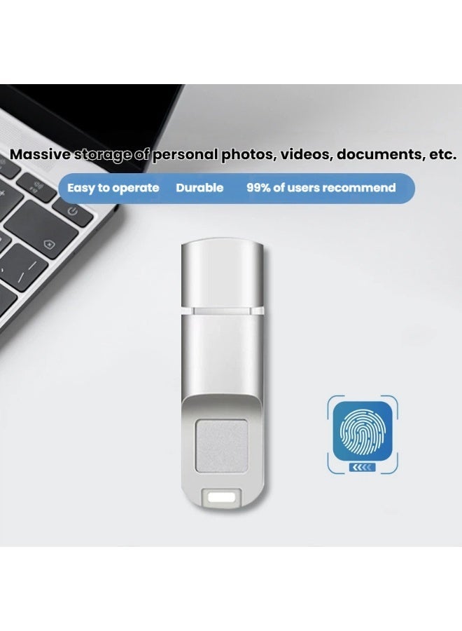 general 32GB fingerprint encrypted u disk, large-capacity mobile phone and computer dual-use, suitable for Huawei mobile phone type-c fingerprint u disk - Image 2