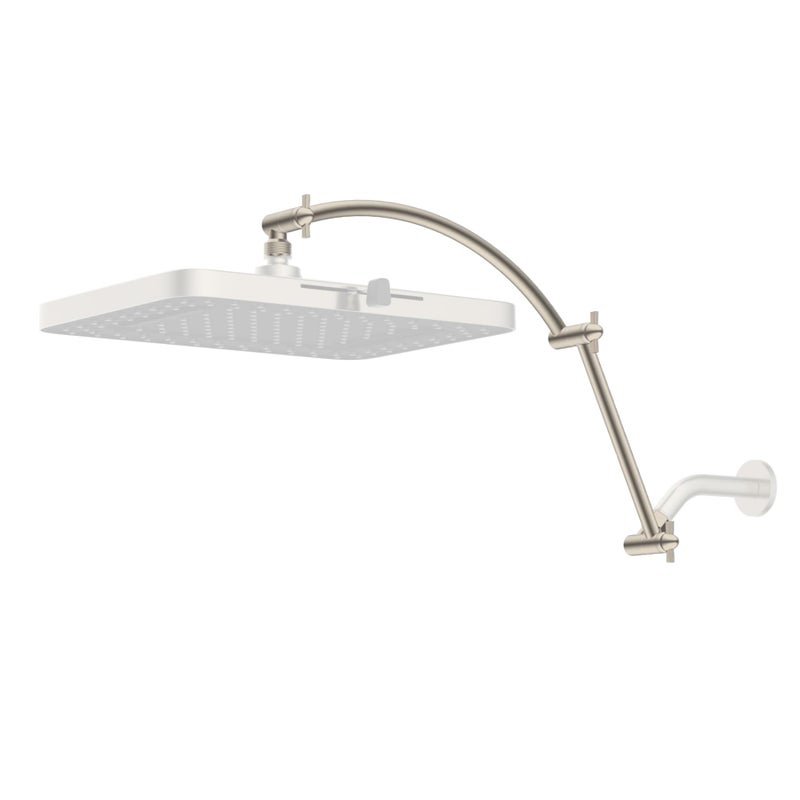 Hibbent All Metal 20 Shower Head Extension Arm Solid Brass Flexible Height Angle Adjustable Shower Arm Extender Universal Connection Stainless Steel Pipe Height Extending Brushed Nickel - Image 2