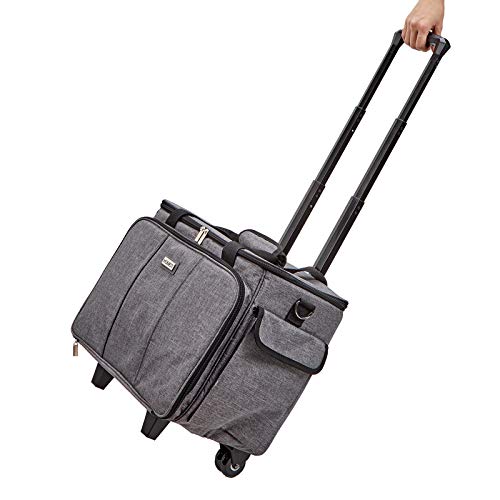 HOMEST حقيبة ماكينة الخياطة HOMEST ديلوكس مع عجلات، عربة متحركة مع جيوب تخزين متعددة للإكسسوارات، متوافقة مع ماكينة سينجر وبروذر، رمادي (تصميم براءة اختراع) - Image 2