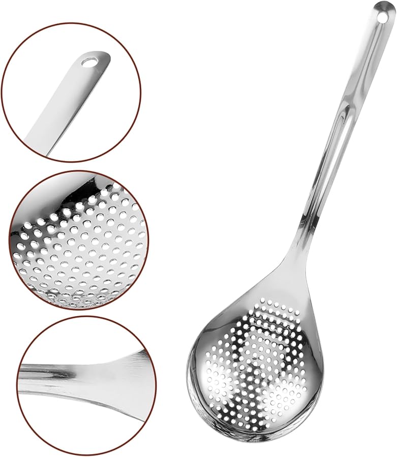 Stainless Steel Strainer Spoon Long Handle Food Filter Skimmer For French Fries Eggs - Image 5
