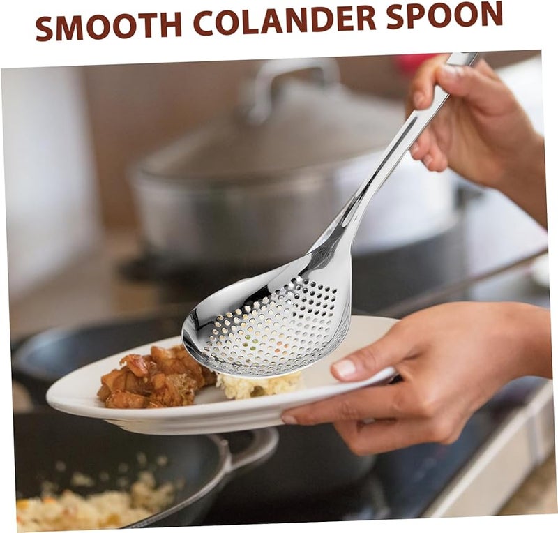 Stainless Steel Strainer Spoon Long Handle Food Filter Skimmer For French Fries Eggs - Image 4