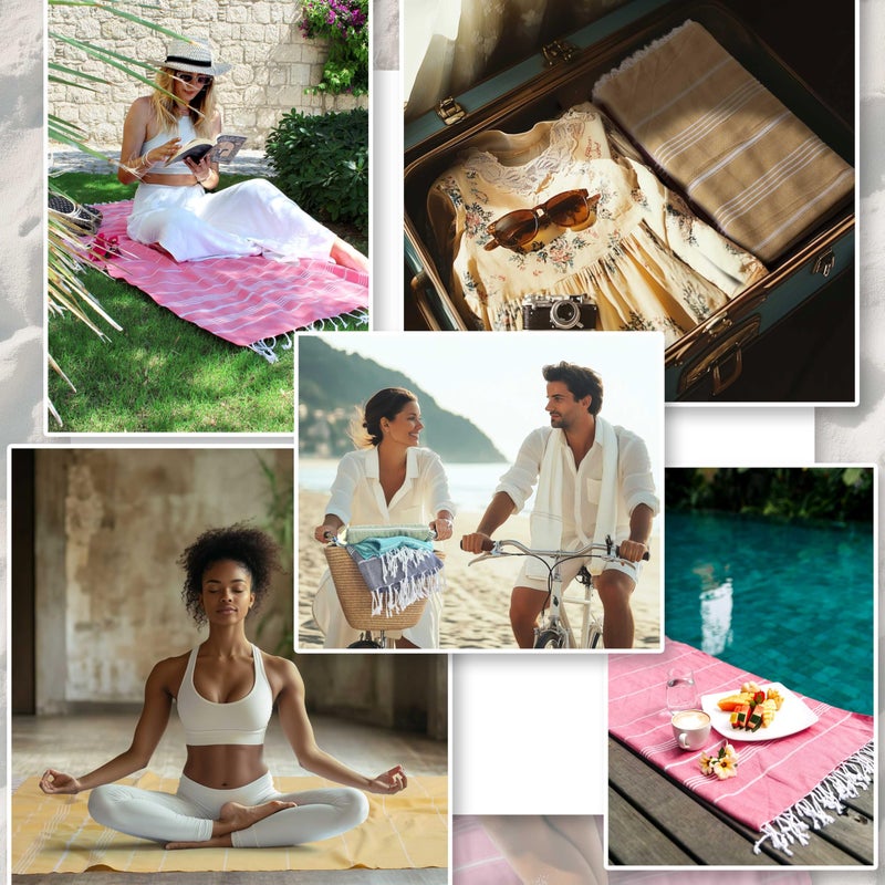 Cacala Lightweight and Thin Turkish Beach Towel 100% Cotton Sand-Free and Quick-Drying Goodness Perfect as an Extra Large Travel Towel, Beach Accessory, or Gift for Beach Lovers, 37 x 70 - Image 2