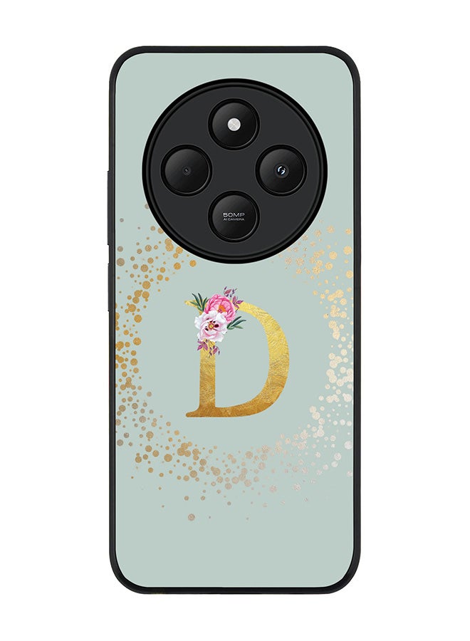 Stylizedd For Xiaomi Poco C75 Case,Slim fit Camera Protection, Shockproof Thin Phone cover - Custom Monogram Floral - D (Light Grey ) - Image 1