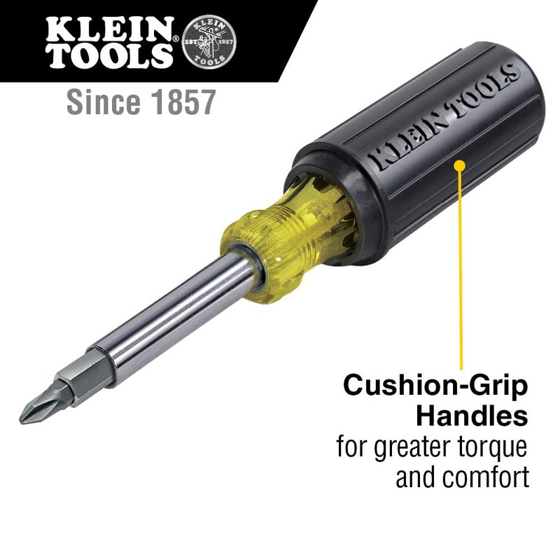 Klein Tools 32500 11-in-1 Screwdriver/Nut Driver Set, 8 Bits (Phillips, Slotted, Torx, Square), 3 Nut Driver Sizes, Cushion Grip Handle - Image 3