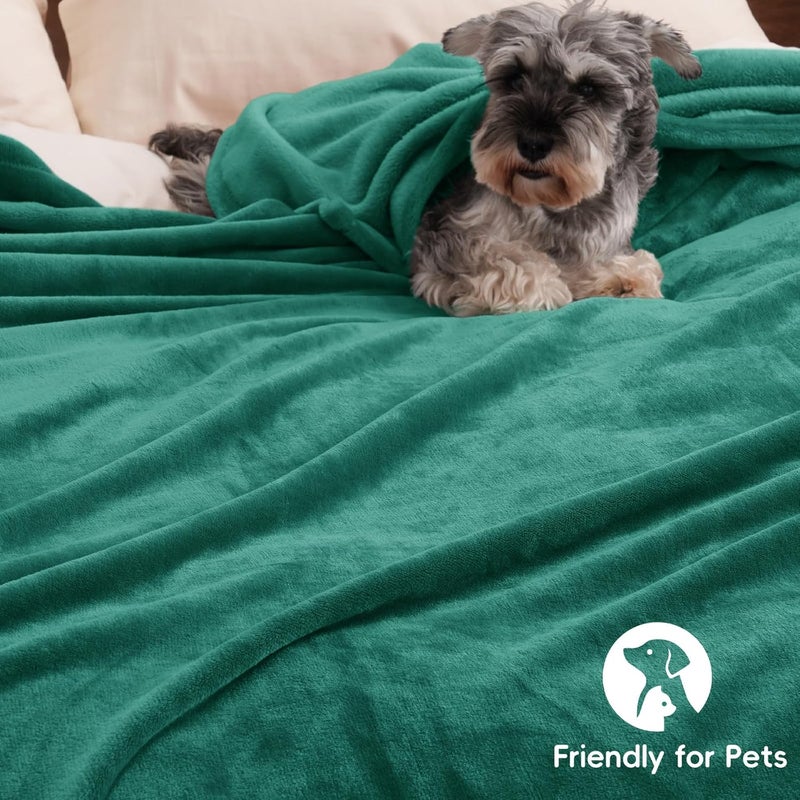 PHF Ultra Soft Fleece Blanket King Size, No Shed No Pilling Luxury Plush Cozy 300GSM Lightweight Blanket for Bed, Couch, Chair, Sofa Suitable for All Season, 274cm x 229cm, Teal Green - Image 5
