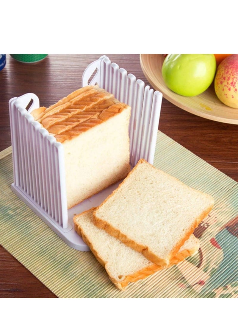 Adjustable Toast Slicer/ Cutting Guide for Homemade Bread, Plastic Bread Slicer Loaf for Slicing Bread Foldable Kitchen Baking Tools (White)  - Image 2