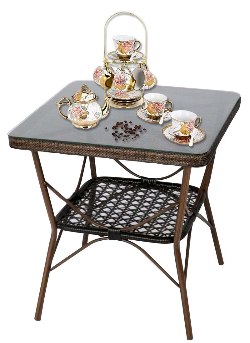 Living - Square garden table multi use glass disc 70*70*75cm - Image 1