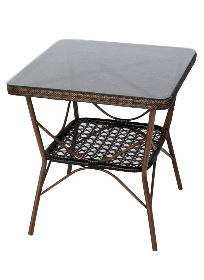 Living - Square garden table multi use glass disc 70*70*75cm - Image 1