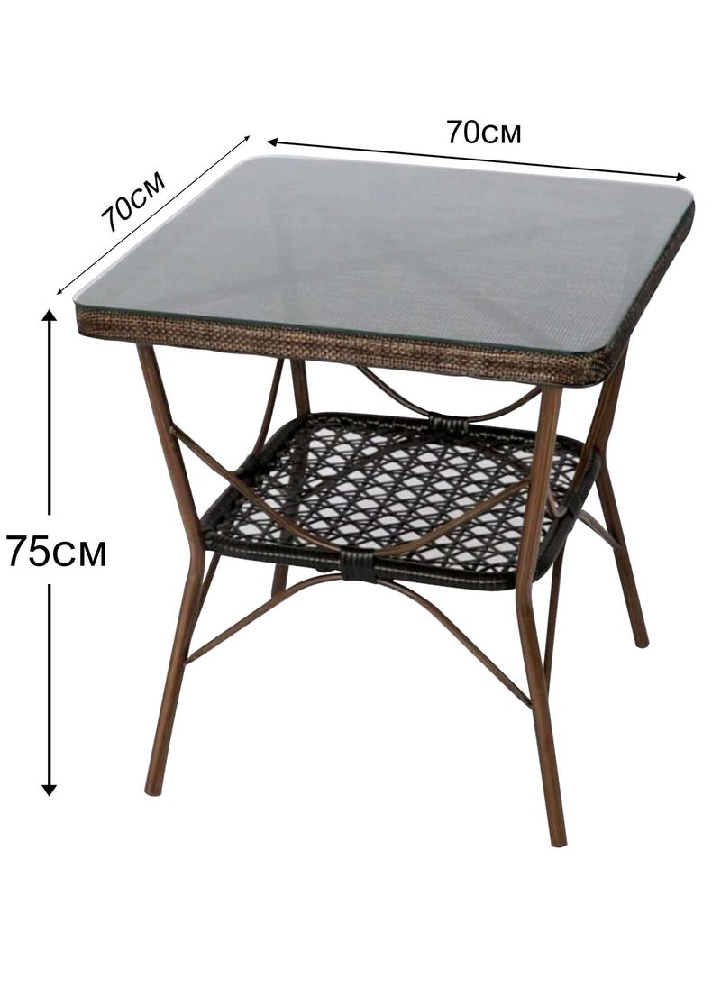 Living - Square garden table multi use glass disc 70*70*75cm - Image 1