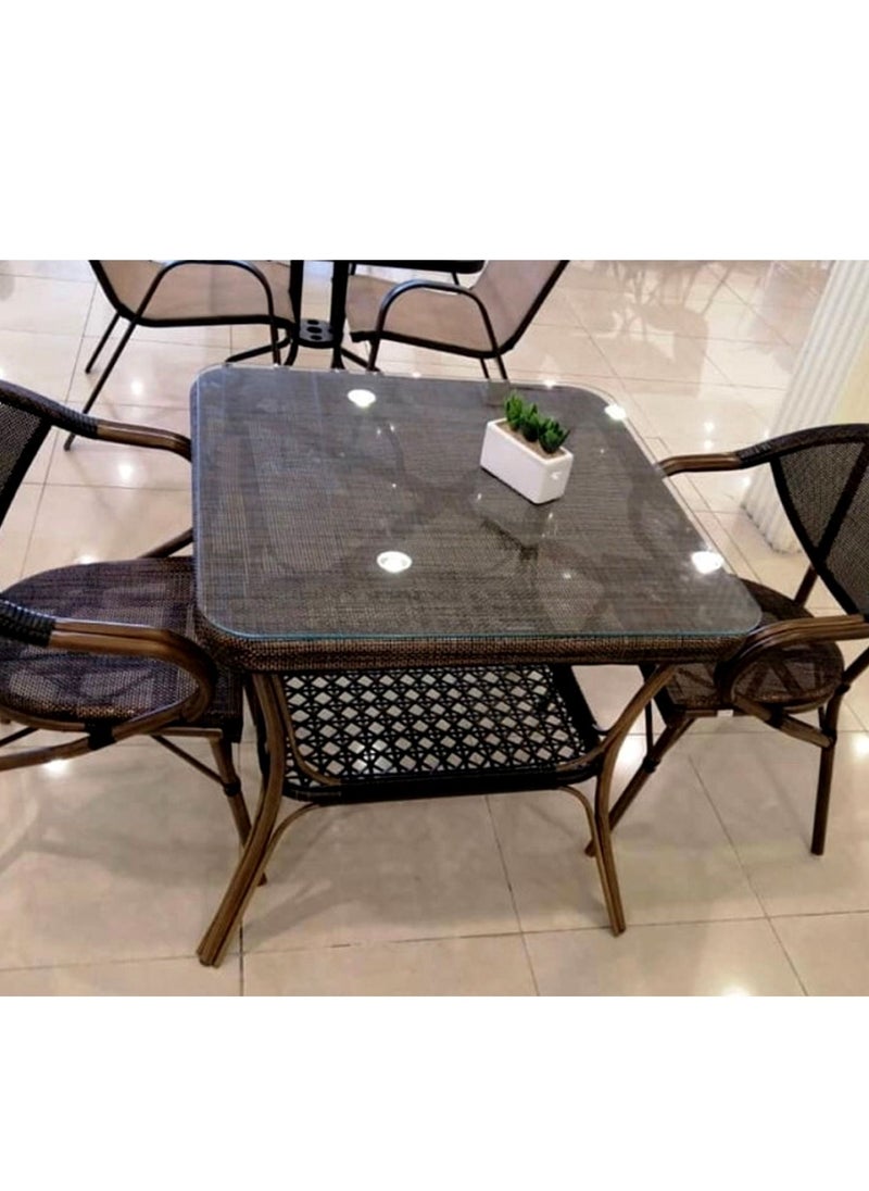 Living - Square garden table multi use glass disc 70*70*75cm - Image 1