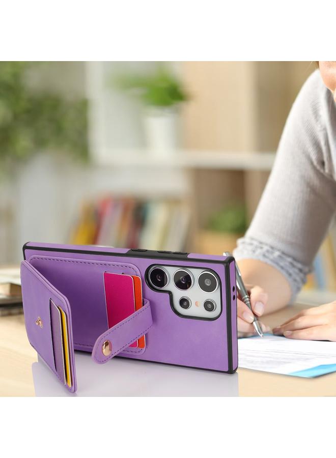 اس-توب جراب لهاتف Samsung Galaxy S24 Ultra 5G، جراب هاتف مزود بحقيبة بطاقات وحزام كتف - Image 4