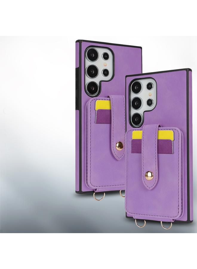 اس-توب جراب لهاتف Samsung Galaxy S24 Ultra 5G، جراب هاتف مزود بحقيبة بطاقات وحزام كتف - Image 3